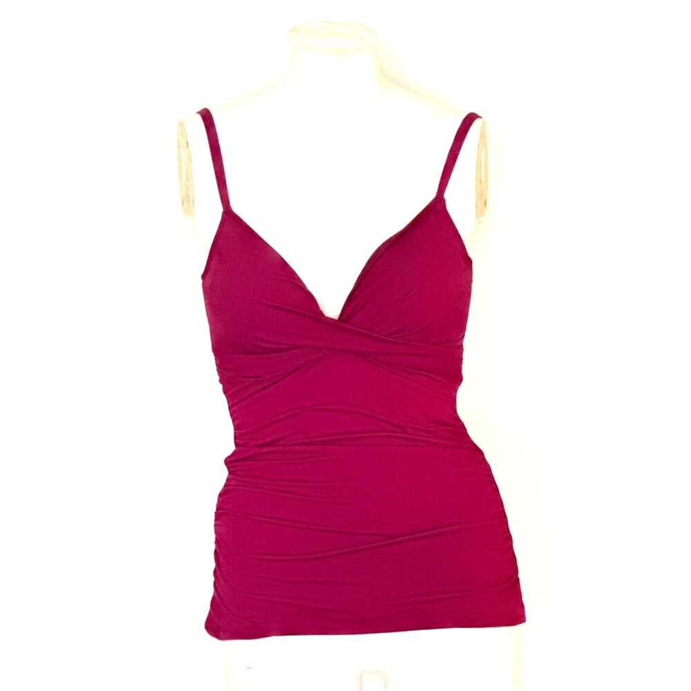 RALPH LAUREN Womens 10 Twist Front Underwire Burgundy TANKINI Beachy Boho NWT